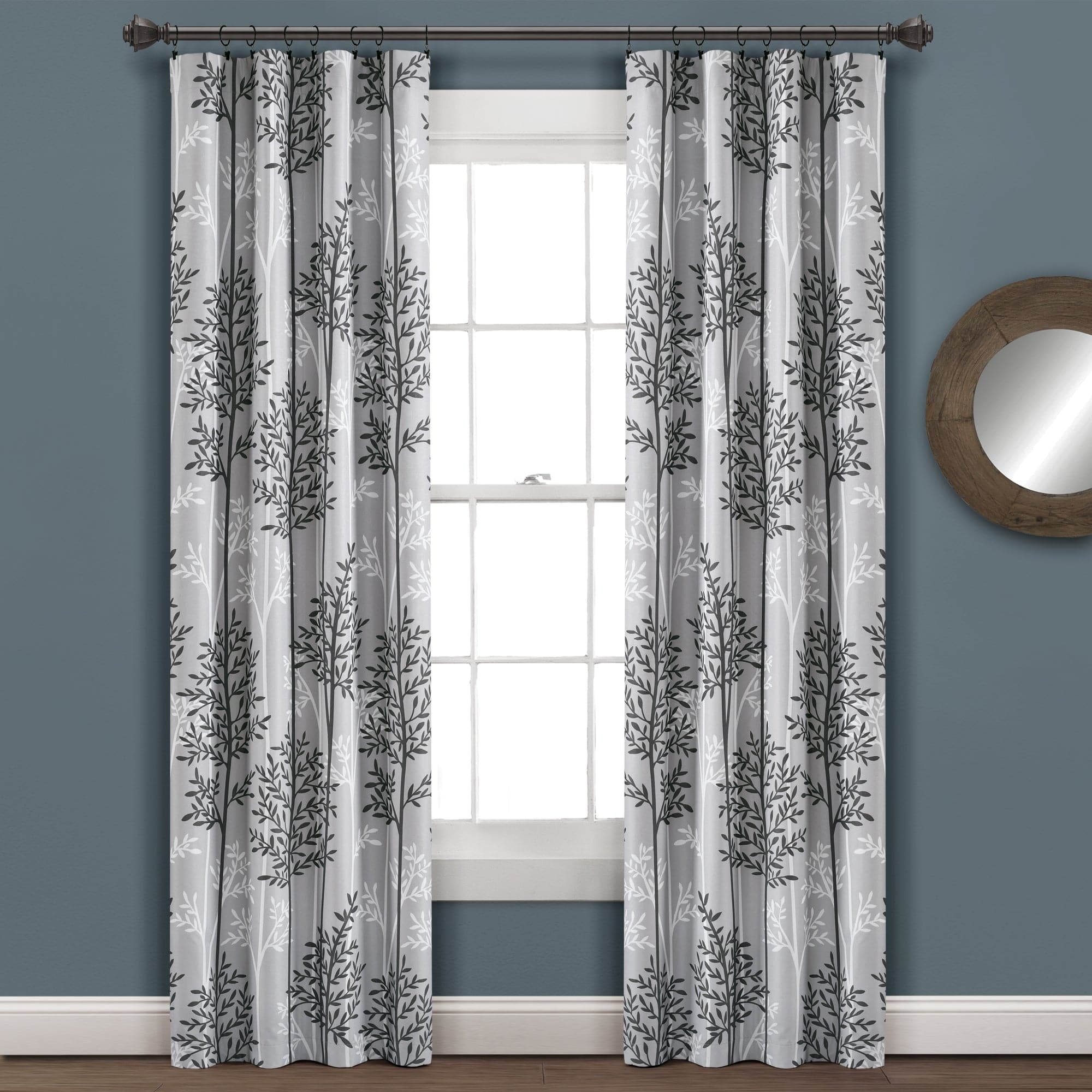 Linear Tree Insulated Rod Pocket Blackout Gray Window Panel