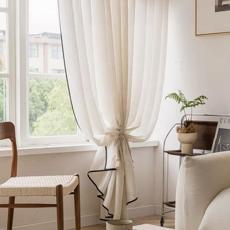 French-Style Linen Sheer Curtain – Elegant and Lightweight 