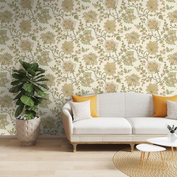 HLD922 Jacobean Trail Orange &amp; Sage Wallpaper 